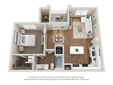 Floor plan for 1 bed, 1 bath, 786 sqft